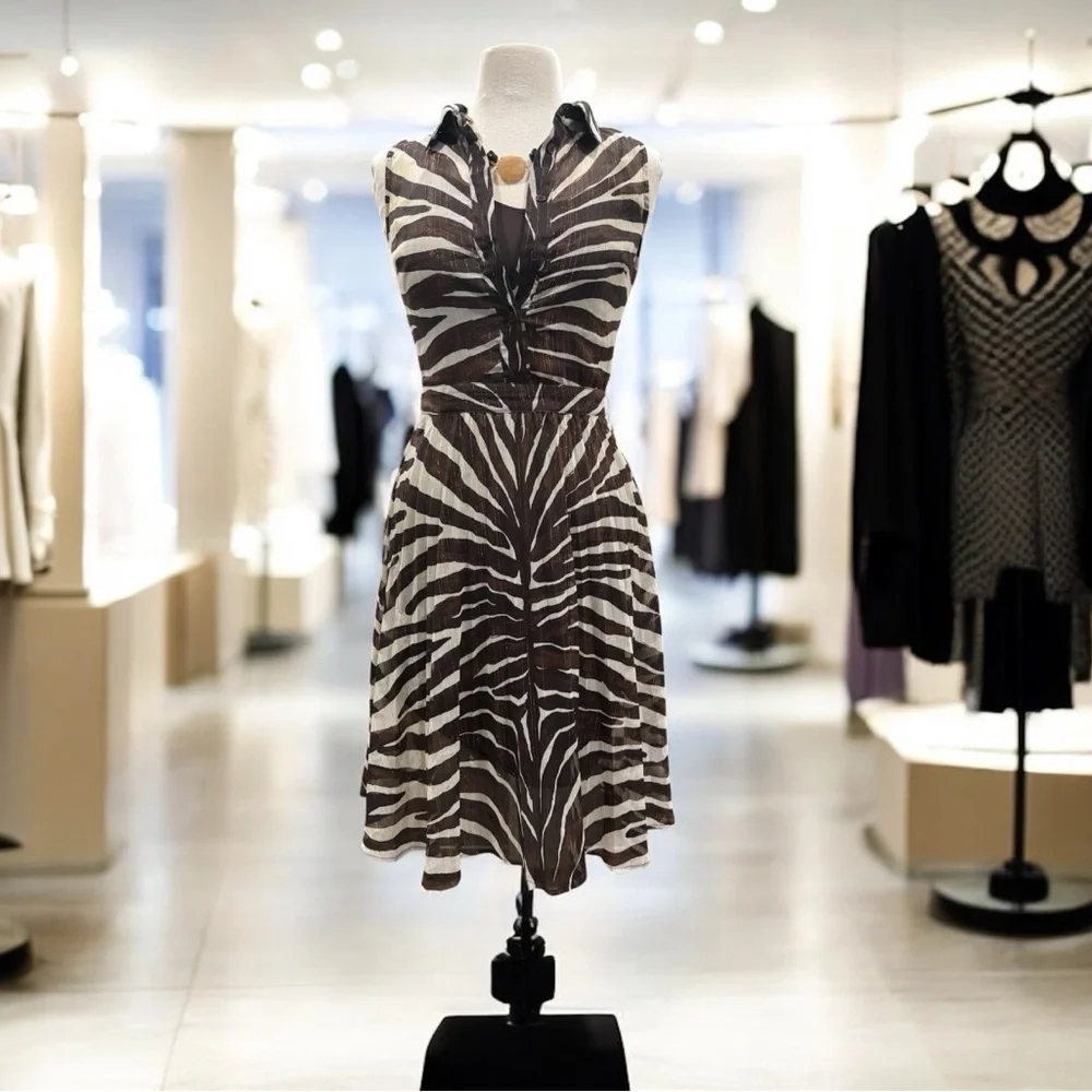 Michael Kors Women's Zahra Pleated Zebra Print Dress | Size 4